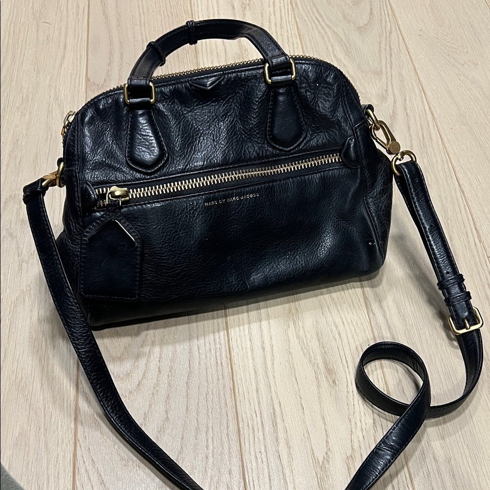 Marc By Marc Jacobs Black Crossbody Bag with Gold Accents